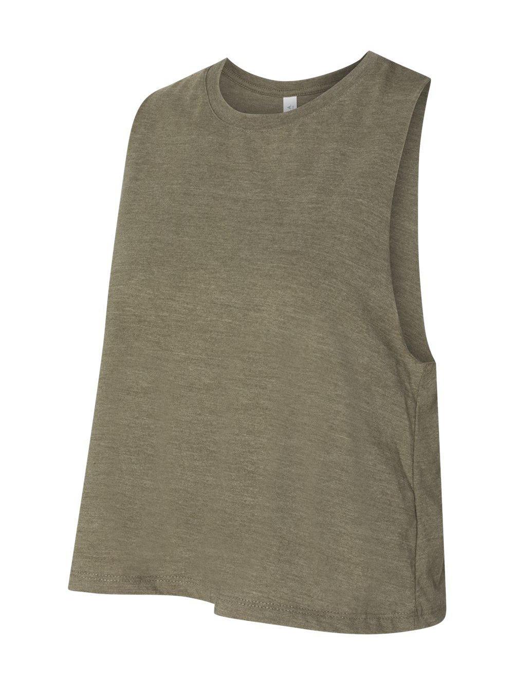 BELLA + CANVAS - Women's Racerback Crop Tank - 6682 - Heather Olive - Size: L